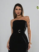 Vestido Midi Feminino Alfaiataria Élégant