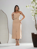 Vestido Midi Feminino Alfaiataria Élégant