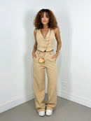 Conjunto Feminino em Alfaiataria – Calça Pantalona e Colete