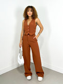 Conjunto Feminino em Alfaiataria – Calça Pantalona e Colete