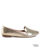 Sapatilha Feminina Loafer Ouro Light em Napa e Lizard