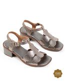 Sandália Feminina Salto Bloco Floater Prata Velho