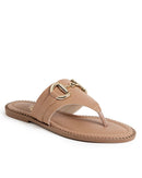 Sandália Rasteira Feminina Napa Pele com Fivela