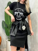 Camisão Vestido Midi Evelin Estampado em Algodão com Elastano