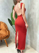 Vestido Longo em Ribana Regata com Costas Nuas